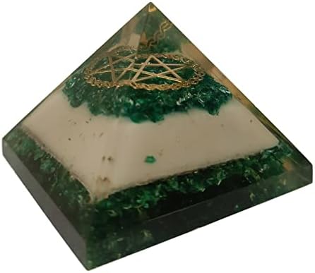 Sharvgun Orgonite Pyramid Jade Green & Agate Gemstone Flower of Life Orgone Pyramid негативна заштита на енергија 65-70 mm, Etra