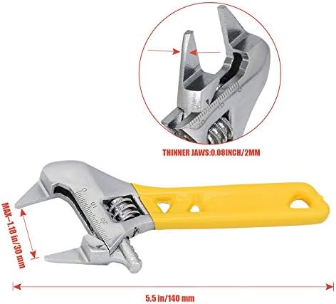 GetUhand Extra тенок вилица 4-инчен/5-инчен прилагодлив клуч, голем отвор -1,18-инчен отвор на вилицата, прецизен зафат за дизајн на вилицата во тесни простори