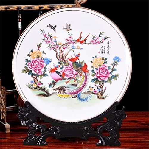 N/A керамичка украсна чинија кинеска плоча за украсување дрвена база порцеланска плоча поставена свадба гиф