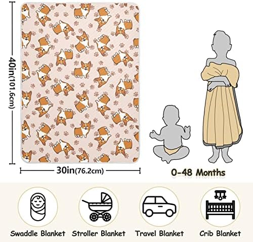 Цртано коло за цртани клетки Коргис Коргис ќебе за новороденчиња, примање ќебе, лесен мек закон за креветче за креветчето, шетач, расадници,
