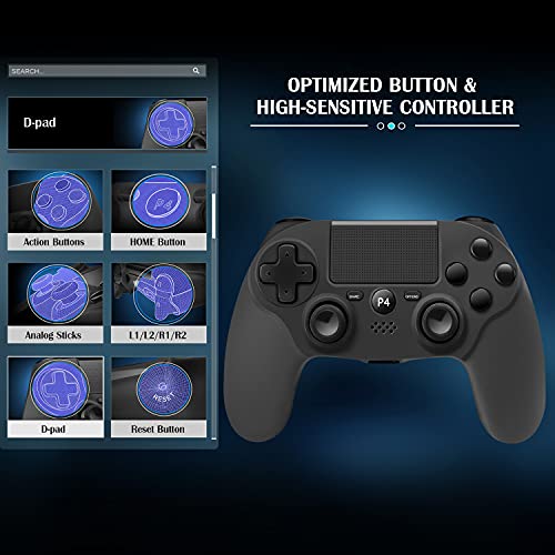 Контролер на Orda PS4 безжична игра компатибилна со PlayStation 4/Pro/PC - црно