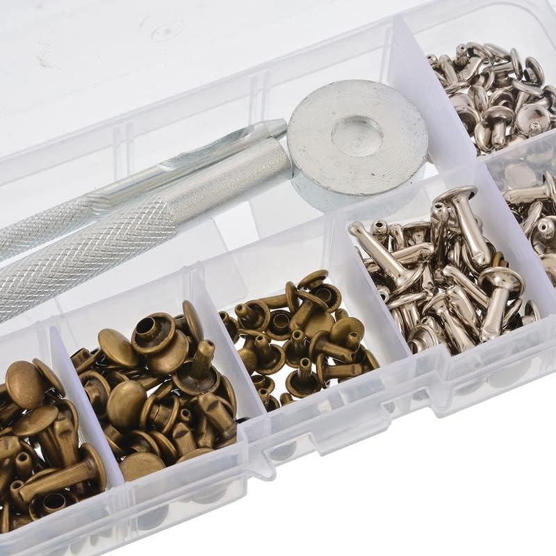 120 парчиња/поставени кожни навртки со единечни капачиња за цевки со метални метални метални метални метални метални метални метални метални
