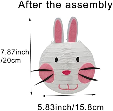 Pinenjoy 3pcs Велигденски зајаче хартија Фенер симпатичен зајак во форма на висина од 5,83 инчи за еднократно занаетчиски фенер за