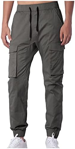 Xiaxogool товарни панталони за мажи, машка еластична половината тенок фит лесна работна облека обични панталони со џогер со џебови