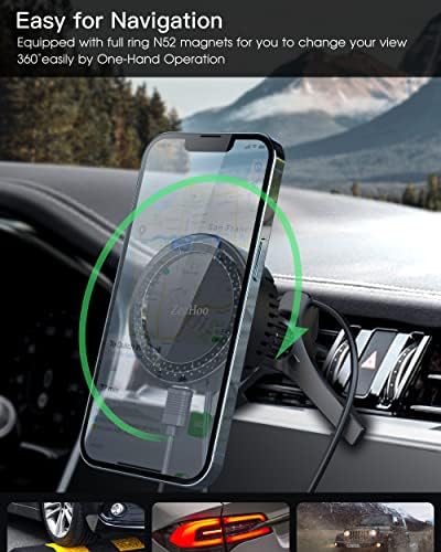 [Полупроводник за ладење] Полнач за автомобили Magsafe, Zeehoo Magsafe Car Mount Charger безжично брзо полнење за iPhone 14 13