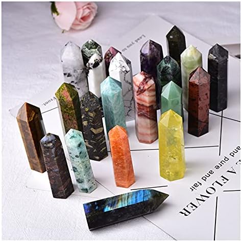 Ertiujg husong319 1pc природни камења кристална точка 36 кула во боја аметист роза кварц лековити камени енергија руда минерална