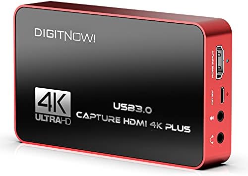 DigitNow HD 60S USB 3.0 Capture Card HDMI 4K Plus, 1080p 60FPS или 4K HDMI аудио видео снимање без заостанувања за снимање на видео, стриминг
