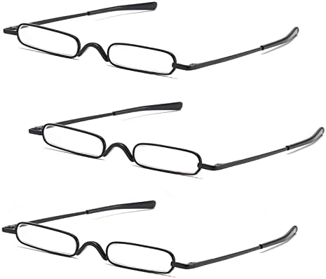 OWTXIS 3 Пакет Мини Тенок Пенкало Очила За Читање-Компактен Читателите Со Пенкало Клип Случај Пролетта Шарка Метална Рамка Очила