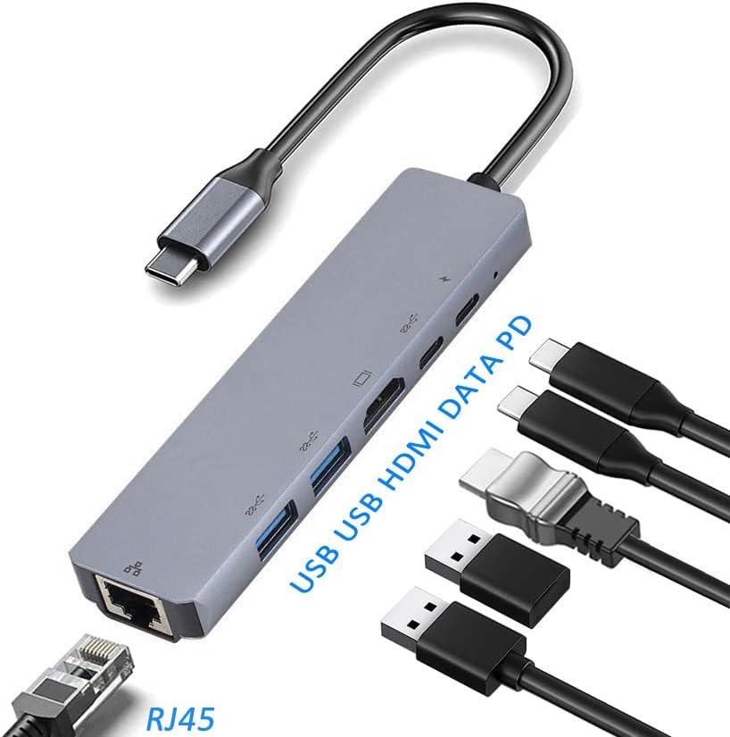 USB Hub C SD / Tf Картичка Лесен Пренос НА Податоци USB C Сплитер За Продолжување За Полнење За Mac Мултитаскинг Пренослив Маица Појас