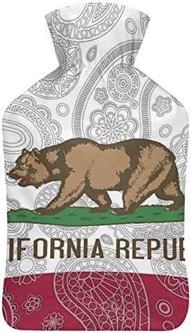 Калифорнија Стејт Пајсли знамето шише со топла вода 1000мл со мека покривка Отстранлива топла ладна пакување торба за вбризгување на вода