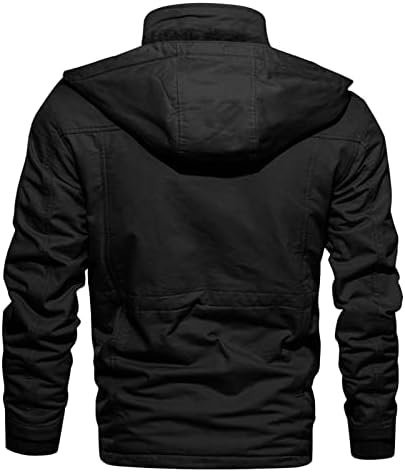 XXBR машки зимски карго јакни случајно згуснете мулти-џебна надворешна облека руно наредено воено топло палто со отстранлив аспиратор