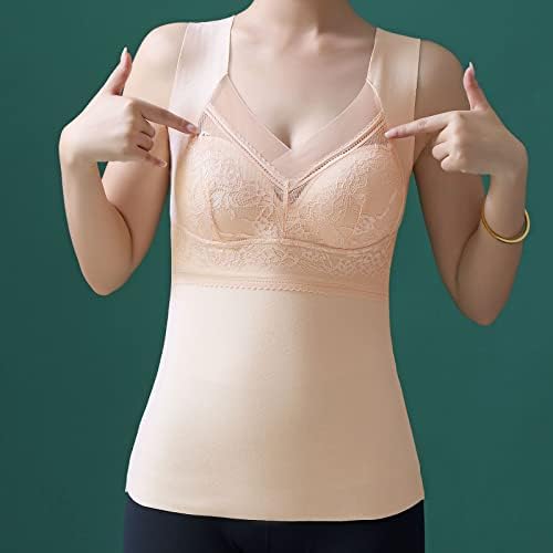Женски блузи врвови на елек lingeries v вратот спандекс руно наредени волна загреана ками резервоар термички дебели блузи 1z 1z