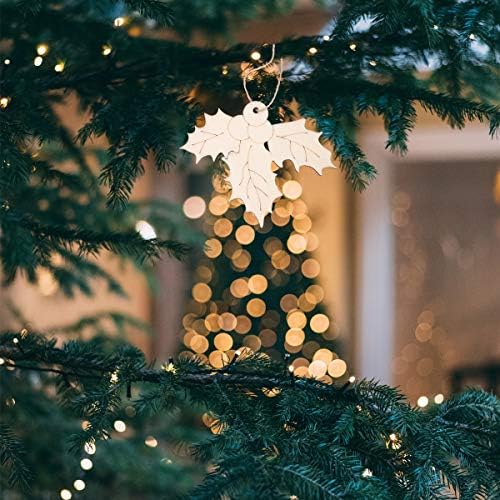 Божиќна декорација Амосфун 10 парчиња Божиќ дрвени висечки ознаки декор креативни лисја дизајн виси приврзоци декоративни реквизити Божиќни материјали