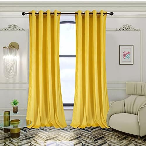 Колекцијата на Тони, жолти кадифени завеси, супер мека просторија затемнувајќи изолирани мали прозорец драперии за спална соба дневна соба трпезарија