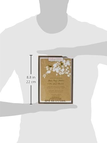 Гартнер студио злато фолија птици Kraft печати-домашен комплет за покана за венчавки, 5 x 7 и 3,5 x 5 картички за одговор, сет од 50