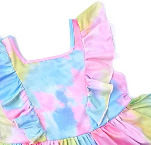 Jxstar Девојки Возбудува Ракав Фустан Лето Сонце Фустани А-Линија Миди Облека