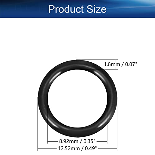 Bettomshin 10pcs нитрилна гума О-прстени, 12,52мм ОД 8,92мм ID 1,8 мм ширина, метричка заптивка за запечатување на заптивка за запечатување