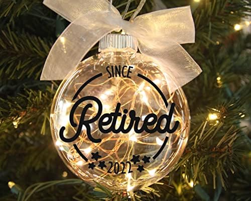 Пензионирање го запали Божиќниот украс со тајмер, во пензија од, транспарентен бобл во форма на диск со LED Firefly Fairy Lights,