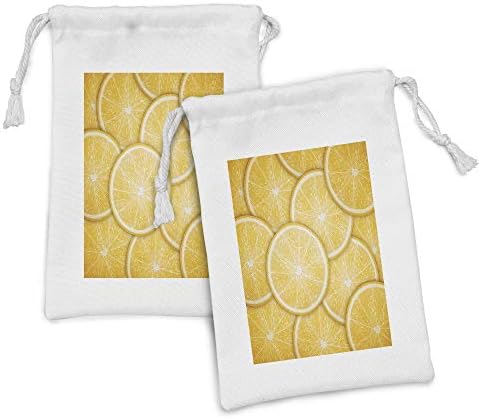Лунарлива торбичка за жолта ткаенина од 2, агруми Оринџ лимон исечен парче овошје модел модерно инспирирано уметничко печатење, мала торба