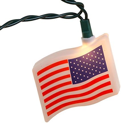 KURT ADLER UL 10-светлосен сет на знаме на САД