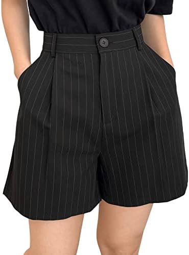 SweatyRocks женски обични широки нозе шорцеви ленти печати високи половини за плетенка кратки панталони