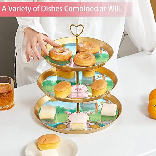 3 Нивоа Десерт Штанд Cupcake Овошје Плоча Пластични Служат Држач За Прикажување За Свадба Роденден Бебе Туш Чај Партија Украси Круг,