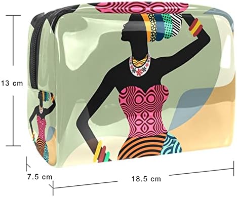 Патна Торба За Шминка Водоотпорна Козметичка Торба тоалетна торба торби за шминка за жени и девојки, Убава Африканска Жена Етничка Уметност