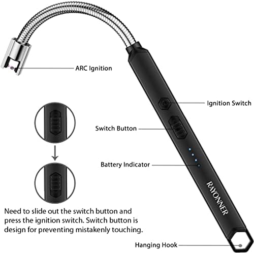 RAYONNER Полесни Електрични Свеќи Полесни ЗА ПОЛНЕЊЕ USB Запалка Долг Флексибилен Врат