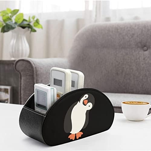 Pinguin Смешно печатење ТВ далечински управувач за складирање на кутии Пу кожа 5 оддели за прегради за организатор на работната