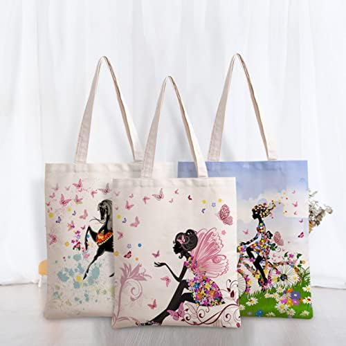 Торба за тотали за платно за жени - Fangkun за еднократно торбички за намирници, печатена торба за платно за училиште, патување