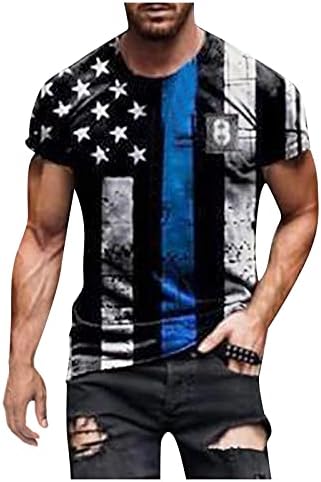 XXBR кошули со кратки ракави за мажи, машко американско знаме за печатење графички маички патриотски кошули мускули за вежбање теретани врвови