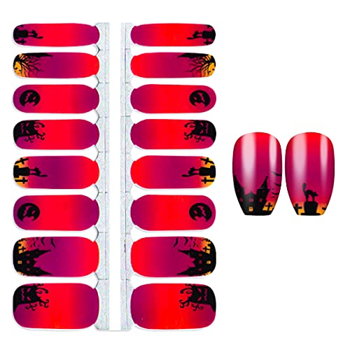 Silpecwee 5 листови Ноќта на вештерките Полски ленти за нокти целосни обвивки за нокти за жени налепници за полски за нокти самостојни