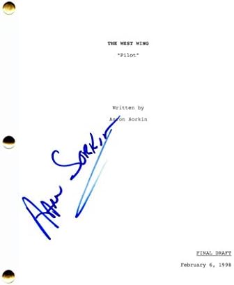 Арон Соркин потпиша автограм на целото пилот -скрипта на Вест Винг - Мартин Шин, Роб Лоу, Алисон annени, Бредли Витфорд, редакцијата, за да убие исмејувачка птица, неко?