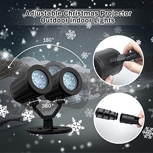 NARTOUP Божиќни проектори Светла на отворено, LED снегулка Проектор Божиќни светла, водоотпорни ротирачки Божиќни светла на