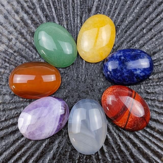 Адабус 7 Чакра заздравување Реики Природни испарени овални камени украси Полизирање на кварц јога медитација енергетска камена мушка