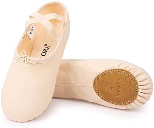 Балетски чевли за платно од Олора, танцувачки папучи поделени единствени чевли за вежбање за деца/девојчиња/возрасни