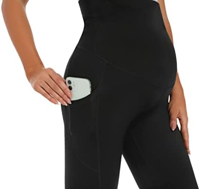 Фудом женски породилно хеланки над тренингот за бременост во стомакот Активни јога панталони со џебови