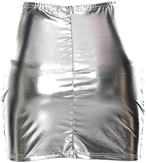 Itnpbwus жени метални здолништа слаби патенти на лесен пуфер течен меур здолниште забава