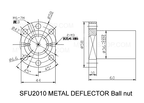 FBT SFU2010 RM2010 OVL 500mm валана завртка за топка - C7 + RM2010 Метална дефлектор со единечна топка за прирабница + крајна машинска