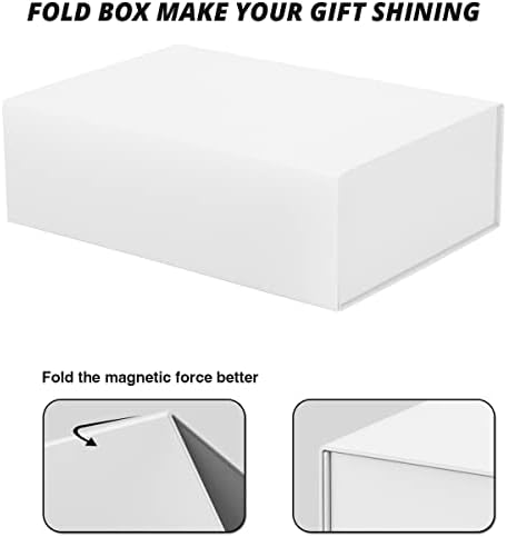 Подарок за подароци MondePac 11x7.5x3,5 инчи, бели кутии за подароци со магнетски капак ， Божиќен подарок кутија содржи картичка,