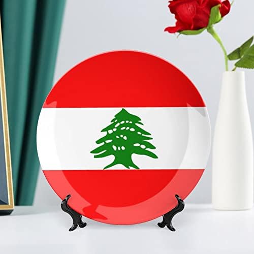 Либанско Знаме Коска Кина Декоративна Плоча Тркалезни Керамички Плочи Занает Со Штанд За Прикажување На Декор За Ѕидна Вечера Во Домашна