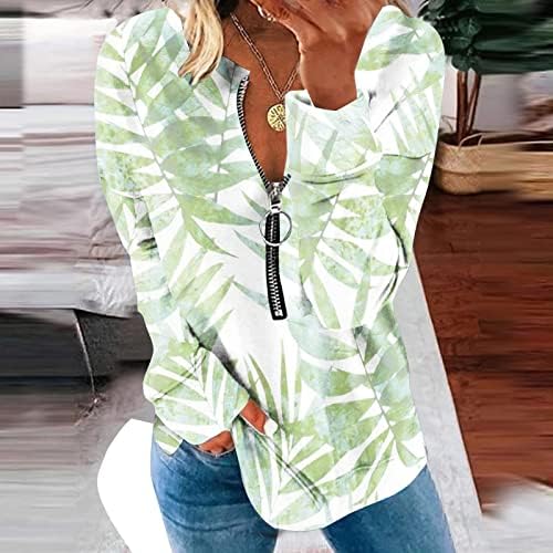Nokmopo маици со долг ракав за жени мода пролет лабава обична v вратот патент печати долг ракав маица врв