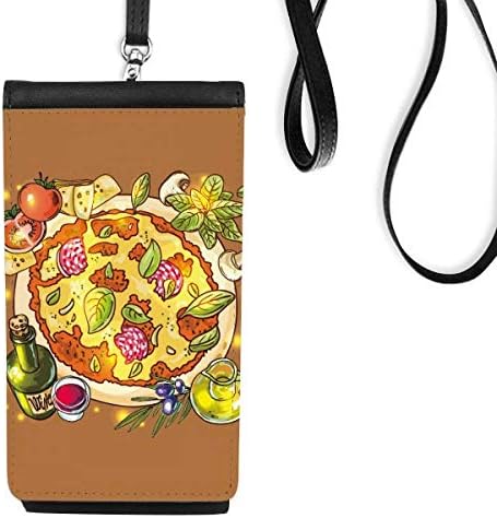 Зеленчук пица Италија храна чај телефон Телефон паричник чанта виси мобилна торбичка црн џеб