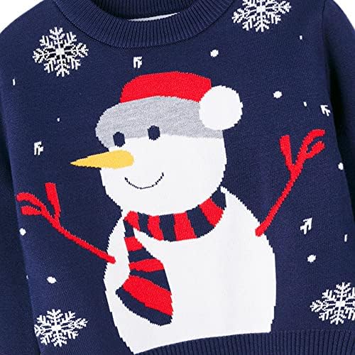 Детето бебе девојче момче Божиќен џемпер пулвер снежен човек Божиќ плетена џемпер зимска топла палто облека 12 месеци- 5 години