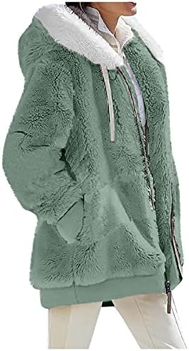 Партиски елегантен врв за жени зимски долг ракав качулка со џебови џемпер се вклопуваат во нејасен длабок V врат топло цврсто цврсто