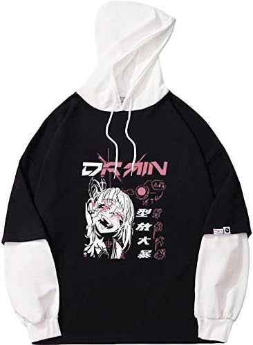 Linsennia Women Devil Wing Chood Sweatshirt Обичен вез за печатени дуксери Панк Гот естетски гранџ пуловер врвови