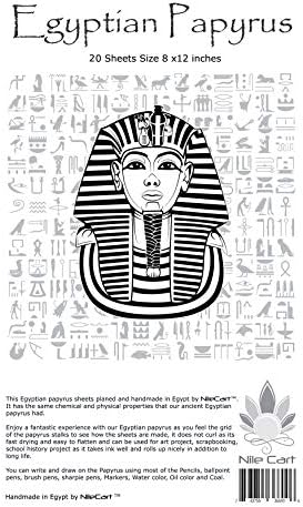 Nilecart ® Египетски Папирус Празни Листови 8 x12 во со Хиероглифска Азбука Матрица Владетел &засилувач; Обележувачи