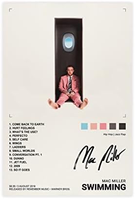 Постер за пливање на постер на Мек Милер со постери за платно на платно за песни: 12x18inch