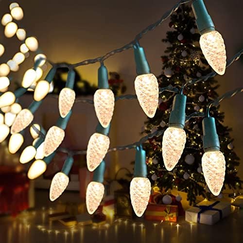 Божиќни светла за батерии, 50 LED Божиќни јагода од јагода, батерии управувани, затворени топли бели Божиќни светла, божица за Божиќ, украс за