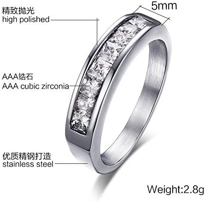 T-Shewelry дами едноставна мода бела сафир големина 6-9 прстен за ангажман од не'рѓосувачки челик CZ